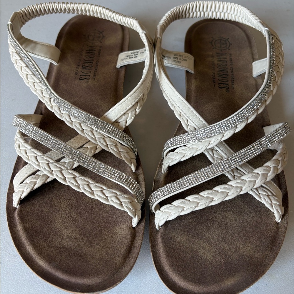 Stylish Cream Sandals with Rhinestones